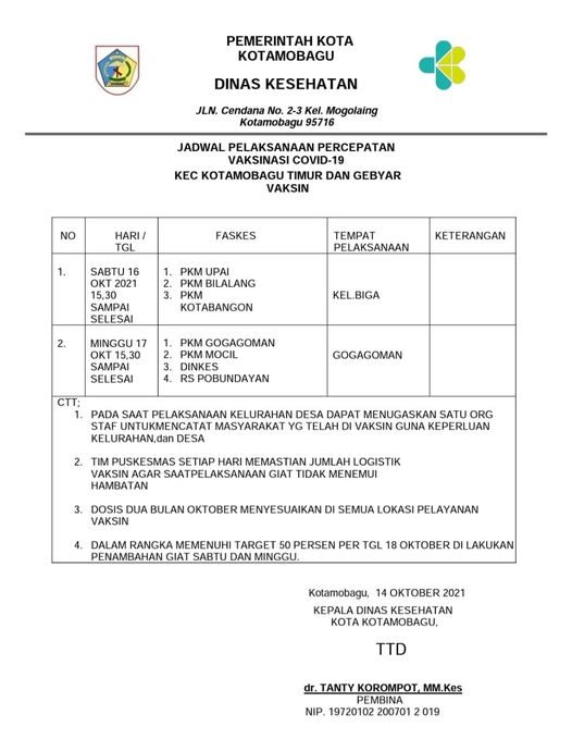 Jadwal Vaksinasi 