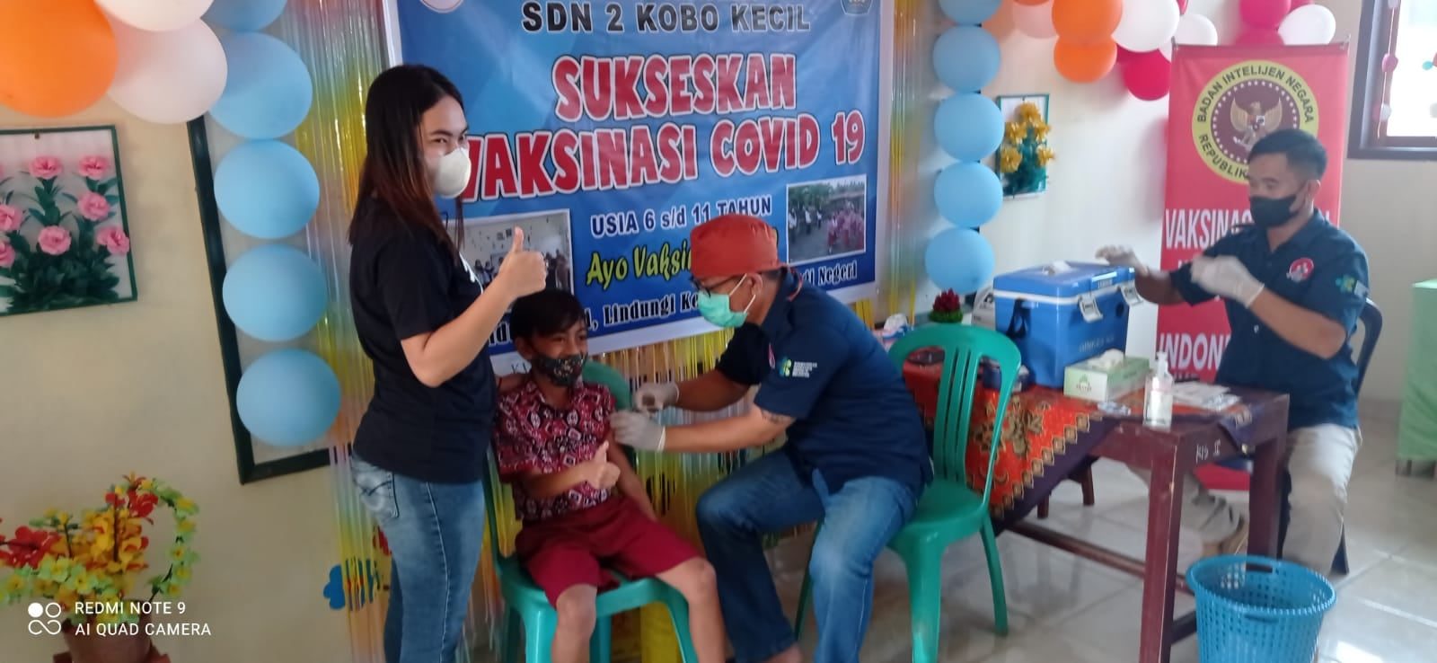 Pelayanan Vaksinasi Covid-19 untuk anak usia 6 - 11 tahun di SDN 2 Kobo Kecil