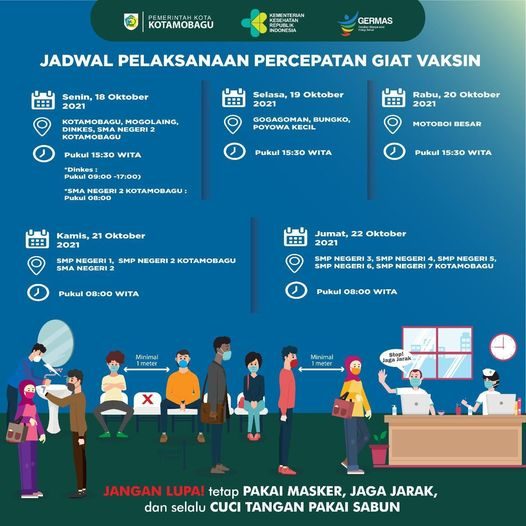 Jadwal VAksinasi Covid-19 Minggu ke 3 Bu;an Oktober 2021