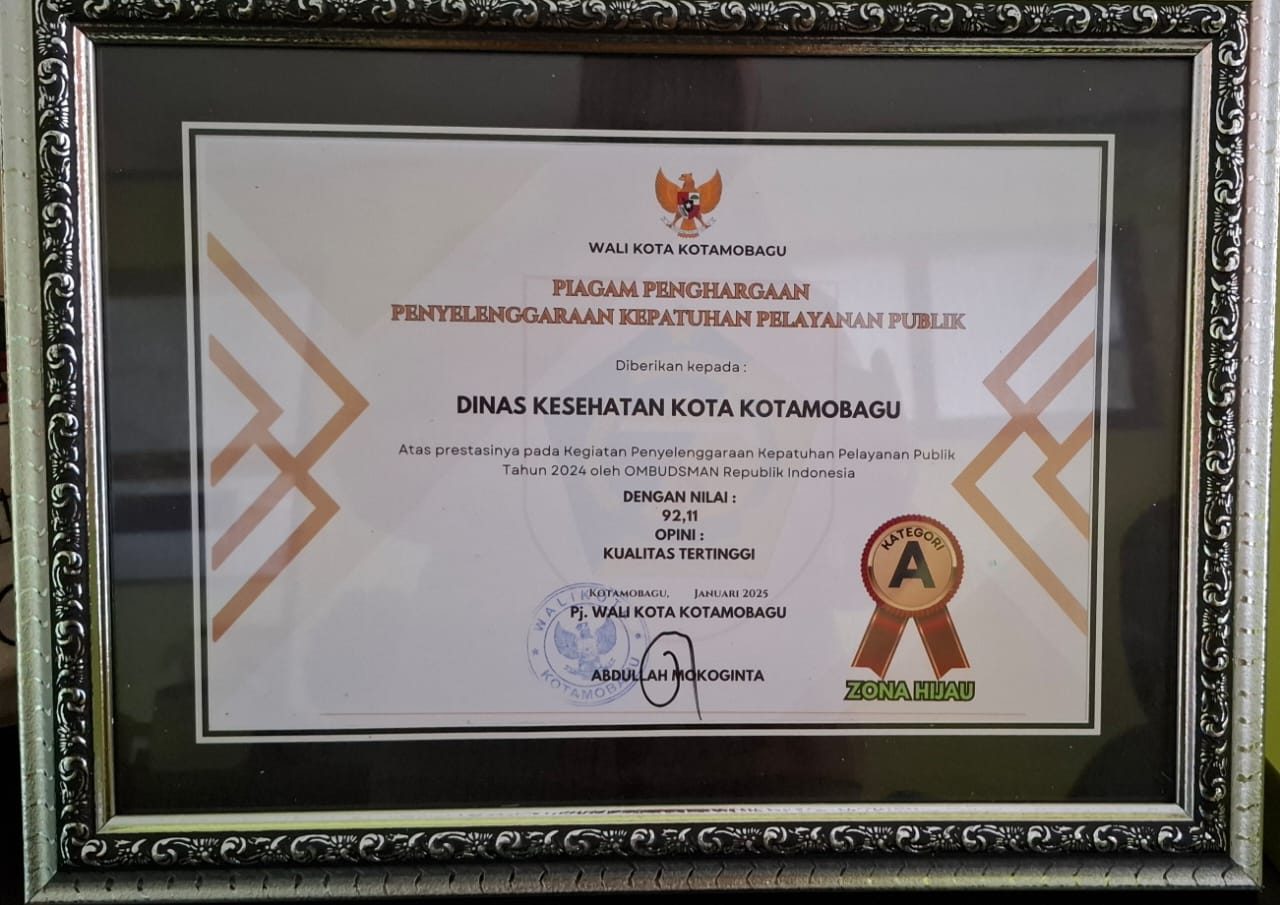 Penghargaan PJ Walikota Kotamobagu